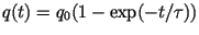 $q(t) = q_0 (1-\exp(-t/\tau))$