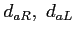 $d_{aR}, \ d_{aL}$