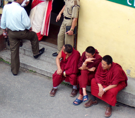 three monks waiting