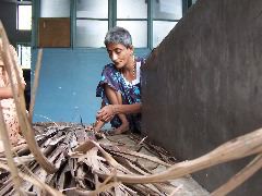 Sita, making a broom