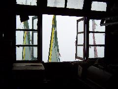 prayer flags in the fog