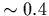 $\sim 0.4$